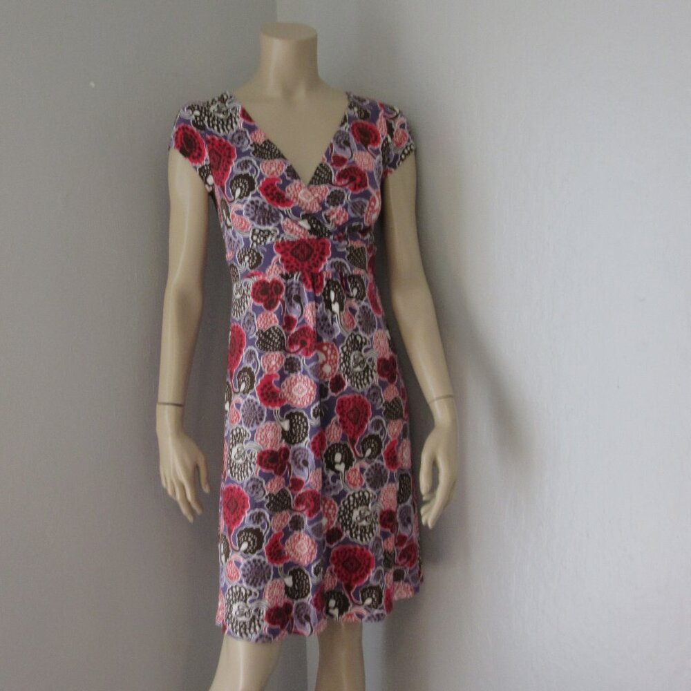 BODEN Multicolor Floral Pattern 4P V-Neck Sleeveless Jersey Dress